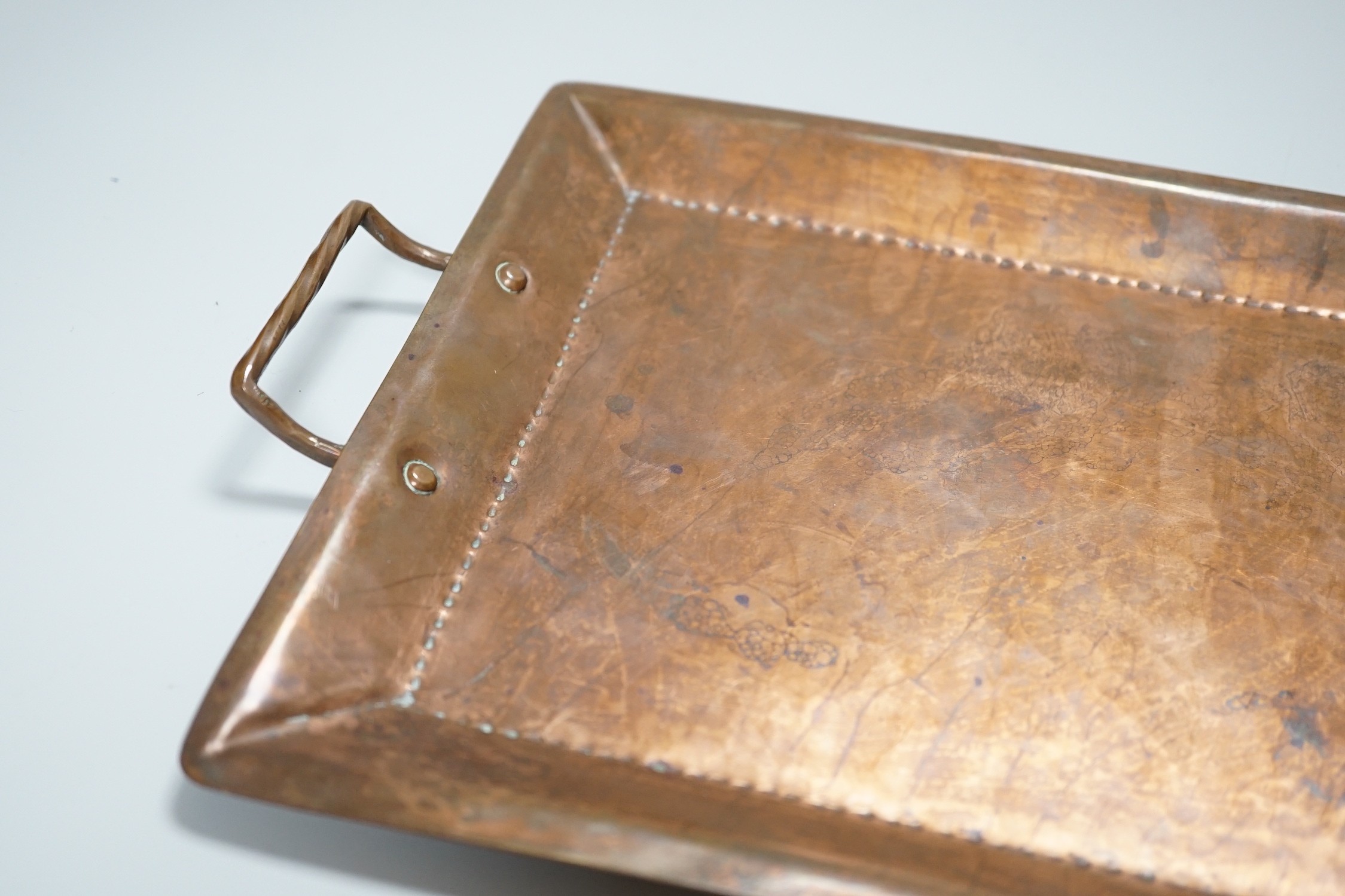 Newton School of Metalwork, Cambridge copper tray by Albert Prime, tutor, 29cm